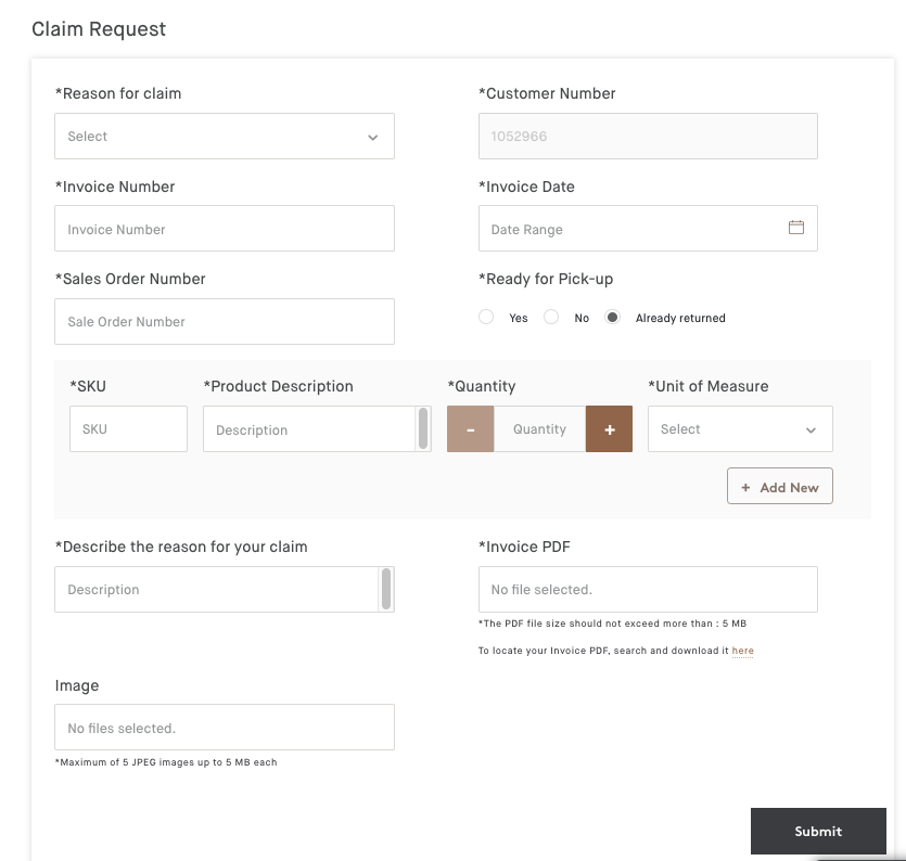 How do I use My Claims to initiate a return or claim?